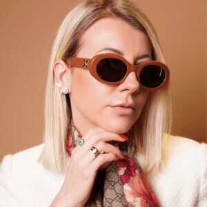 NEW CELINE SUNGLASSES, WOMEN ORANGE OVAL EYEWEAR CELINE CL40194U 45A